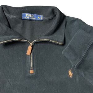 Polo Ralph Lauren Quarter Zip Sweater Mens XL Black Pullover Preppy Casual Warm
